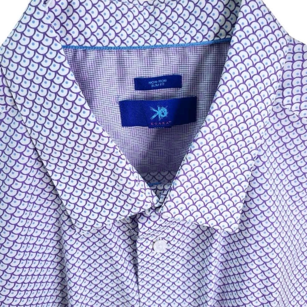 Egara Purple and White Geometric Button Down Shirt 👔